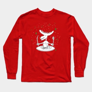 Christmas Moose eats man Long Sleeve T-Shirt